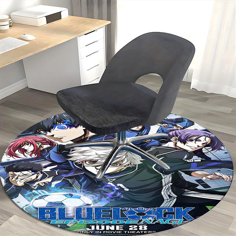 1pc Blue Lock Episode Nagi Anime Design Round Carpet - Office Chair Mat, Anti-Slip Rug for Home Decor, Living Room, Bedroom