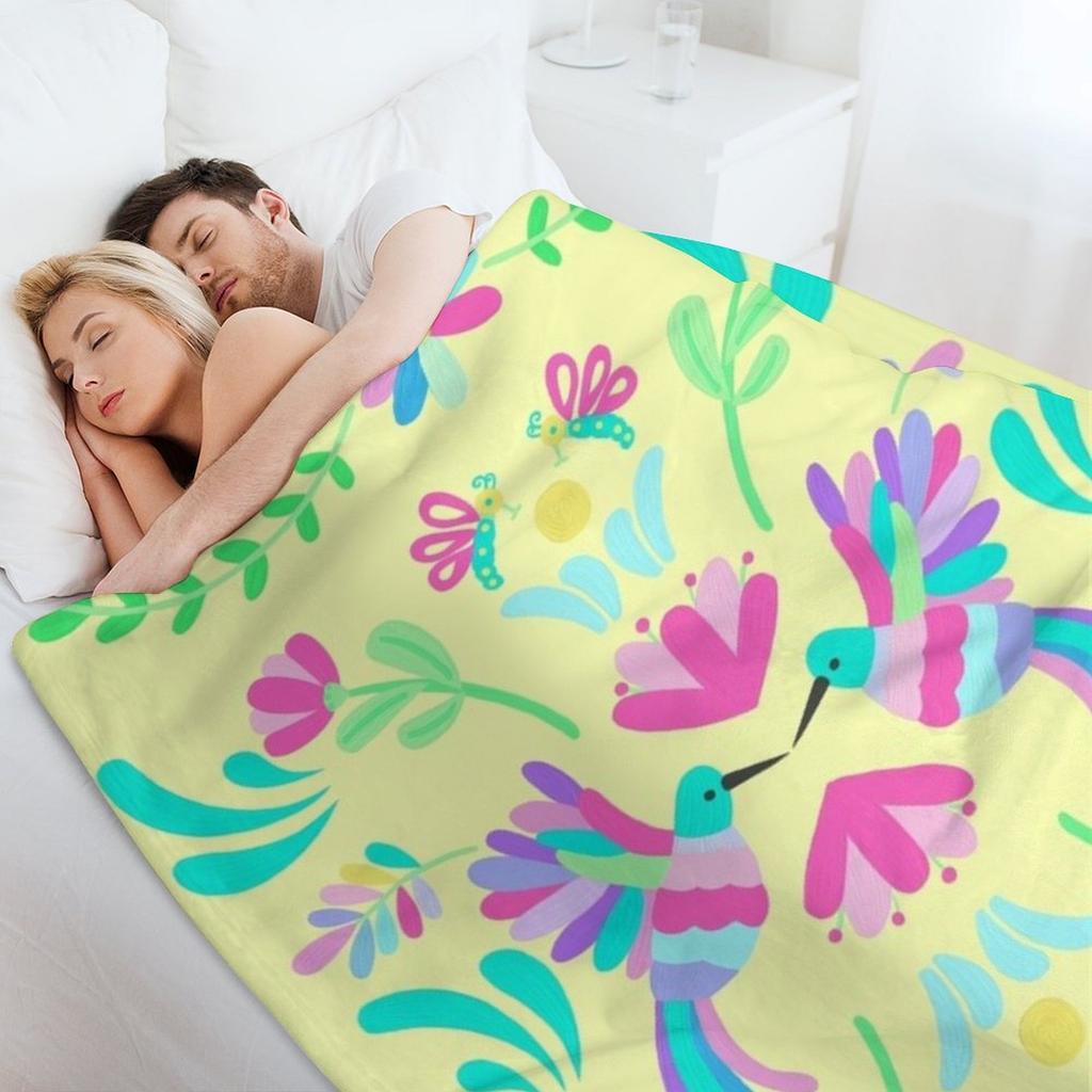 Colorful Otomi Design Collection, Otomi Motif Premade Scene, Otomi Design Pattern Throw Blanket Soft Beds Warm Blankets