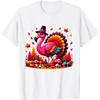 Flamingo Turkey Cute Flamingo Turkey Fall Leaf Thanksgiving T-Shirt