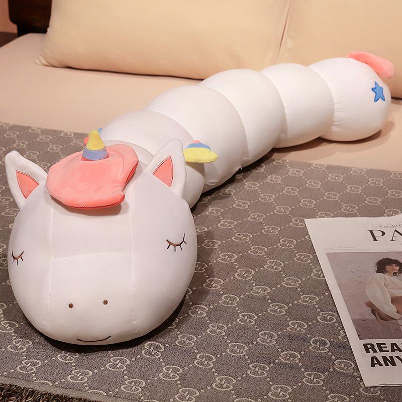 Animal Caterpillar Unicorn Pillow Plush Toy Doll Girl Bed Leg Long Pillow Ragdoll