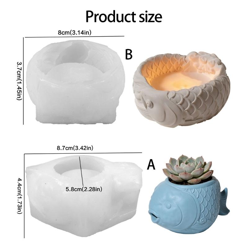 Fish Shape Silicone Candle Molds For Resin Casting Making Candle Container Flowerpot Cement Planter Home Decoration