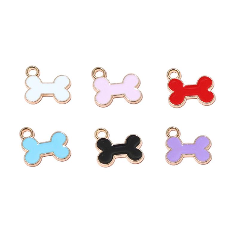 10Pcs 12X13Mm Cute Mini Enamel Animal Dog Bone Charms Pendants For Jewelry Making Necklaces Earrings Bracelets Diy Crafts Supply