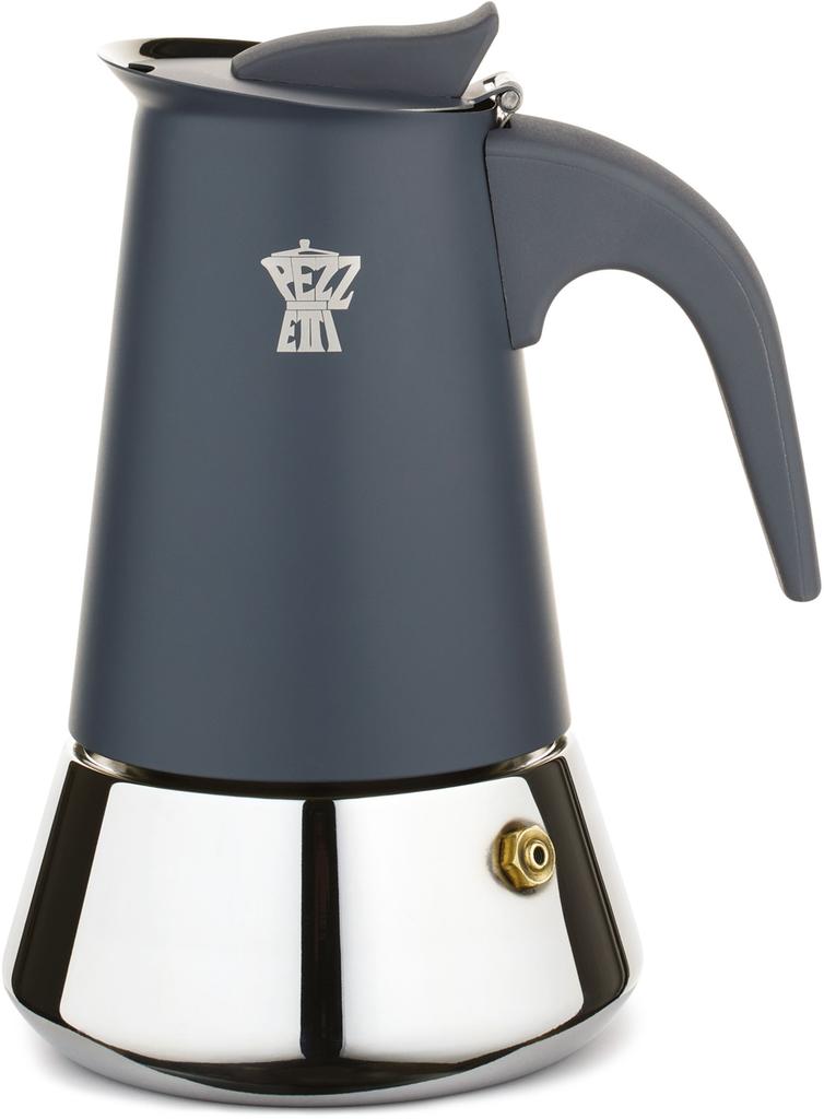 Cafetiere italienne - PEZZETTI - STEELEXPRESS - Acier inoxydable - 10 tasses - Tous feux dont induction - Bleu