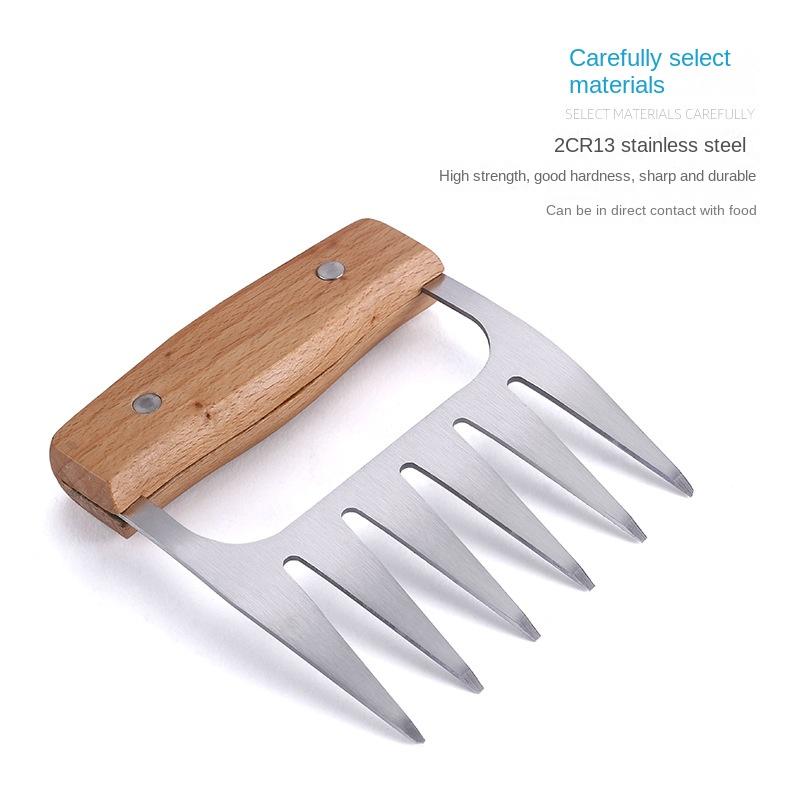 Fleischteiler aus Edelstahl mit Holzgriff, Bärenklau-Gabel. BBQ Barbecue Fleischteiler Multifunktionaler Fleischteiler