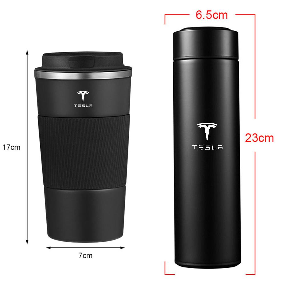 For Tesla Model 3 Model X Y MODEL S 1PCS Stainless Steel Coffee Cup Thermal Mug and Portable Car Smart Thermos Bottle Valve Cap