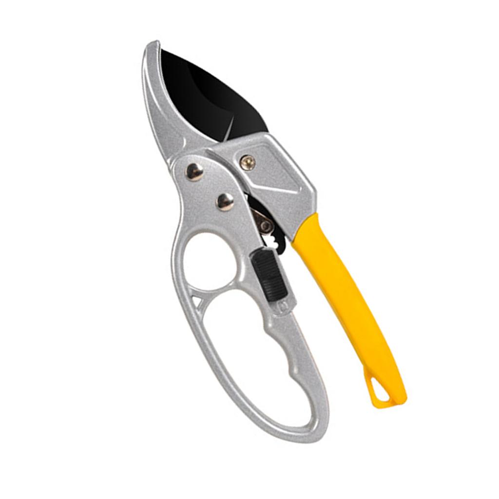 Tesoura de Poda Ergonômica Cabo Reto Segmentada Podador de Jardim Liga de Alumínio Cortador de Galhos de Árvores Frutíferas Amarelo
