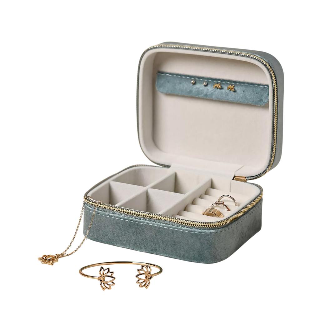Sophia Classic Velvet Jewellery Box - Blue