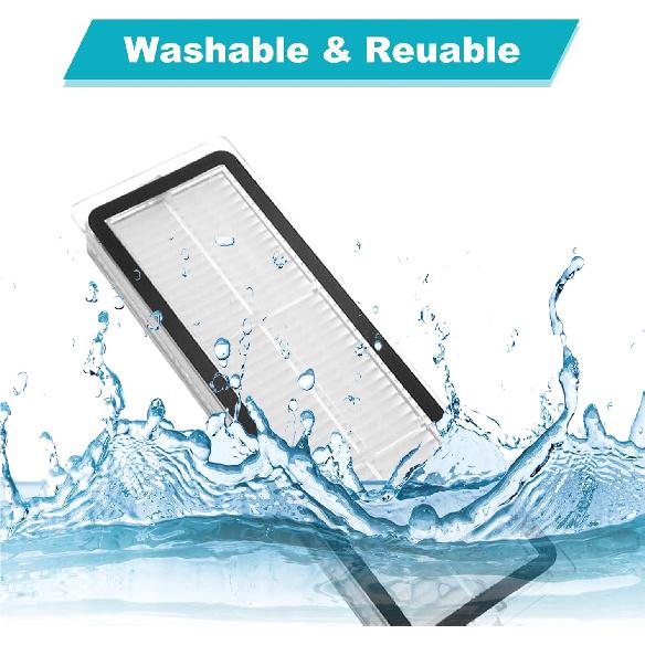 Replacement Parts Accessories Kit Main Brush Side Brushes HEPA Filters Mop Pads Compatible with Dreame Bot W10/W10 Pro Robtic Vacuum Cleaner