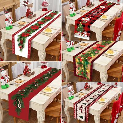 Crăciun Alerg de masă Pânză Decor de Crăciun Fericit pentru acasă 2023 Față de masă Ornament de Crăciun Natal Natal Cadou de Revelion 2024