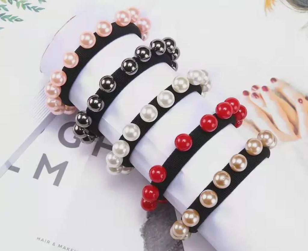 "16 High-Gloss Pearl Seamless Hairband, High Elastic Large-size, Women's Fashion Accessory"