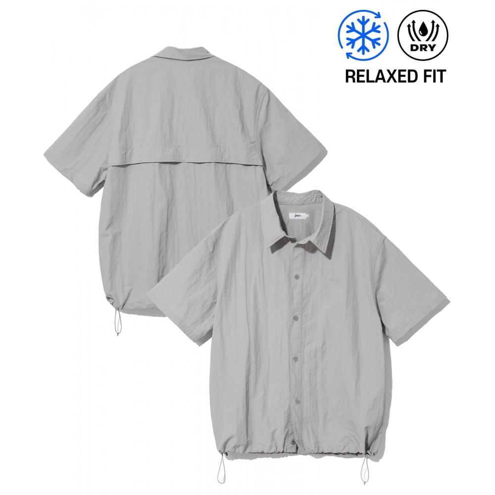 

YALE ONEMILE WEAR NYLON RELAXED FIT COACH SHIRT LIGHT GRAY