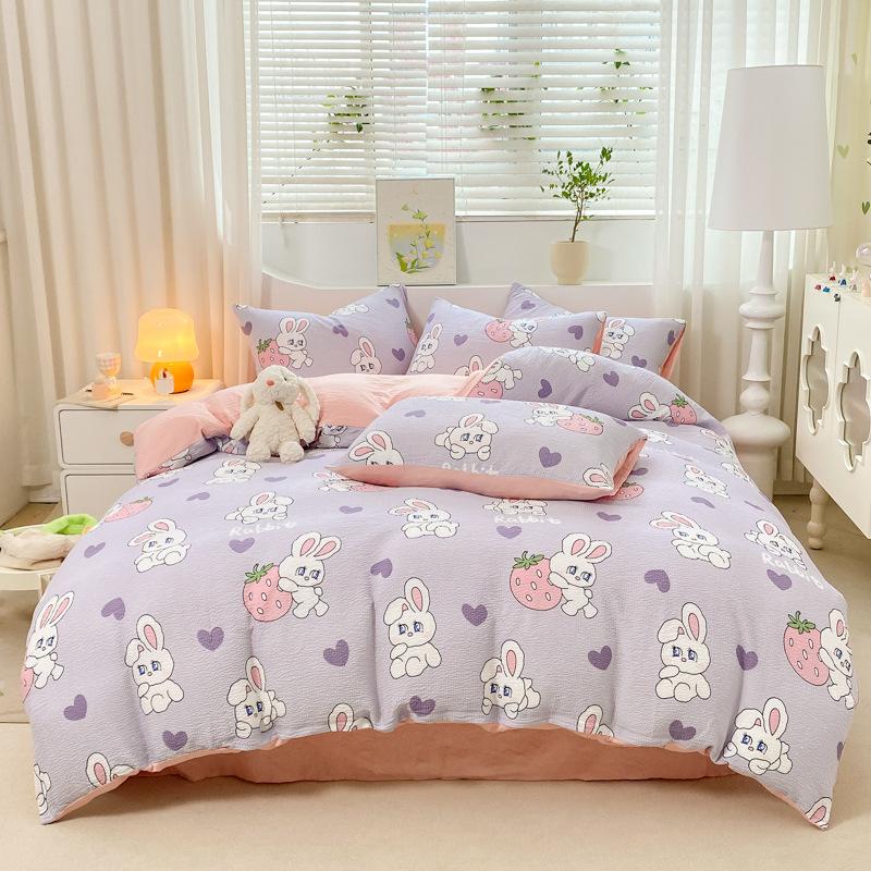 

Пододеяльник из хлопка, супермягкий, удобный, комплект постельного белья из 4 предметов с застежкой-молнией 1.5m four-piece set