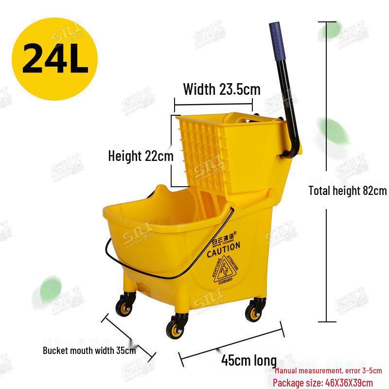White Cloud Heavy-Duty Hands-Free Mop Bucket with Squeeze Water Extractor