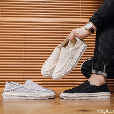 Men Lightweight Breathable Canvas Shoes Fashionable Versatile Flats Leisure Comfortable Minimalist Men Soft-soled Shoes