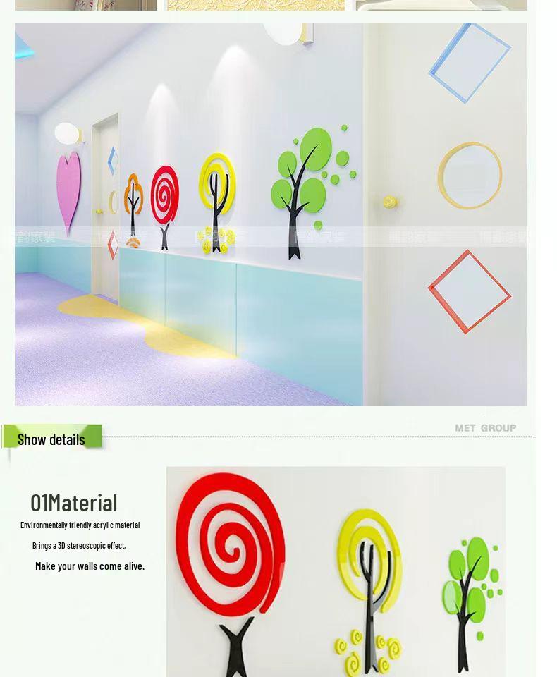 3D Acrylic Cartoon Wall Stickers for Children's Rooms & Classrooms