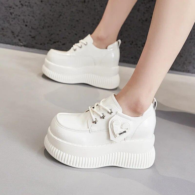 Fujin 9CM Patent Microfiber Wedge Ankle Booties Cushioned Fashion Autumn Pumps High Brand Leather Spring Women Platform Shoes
