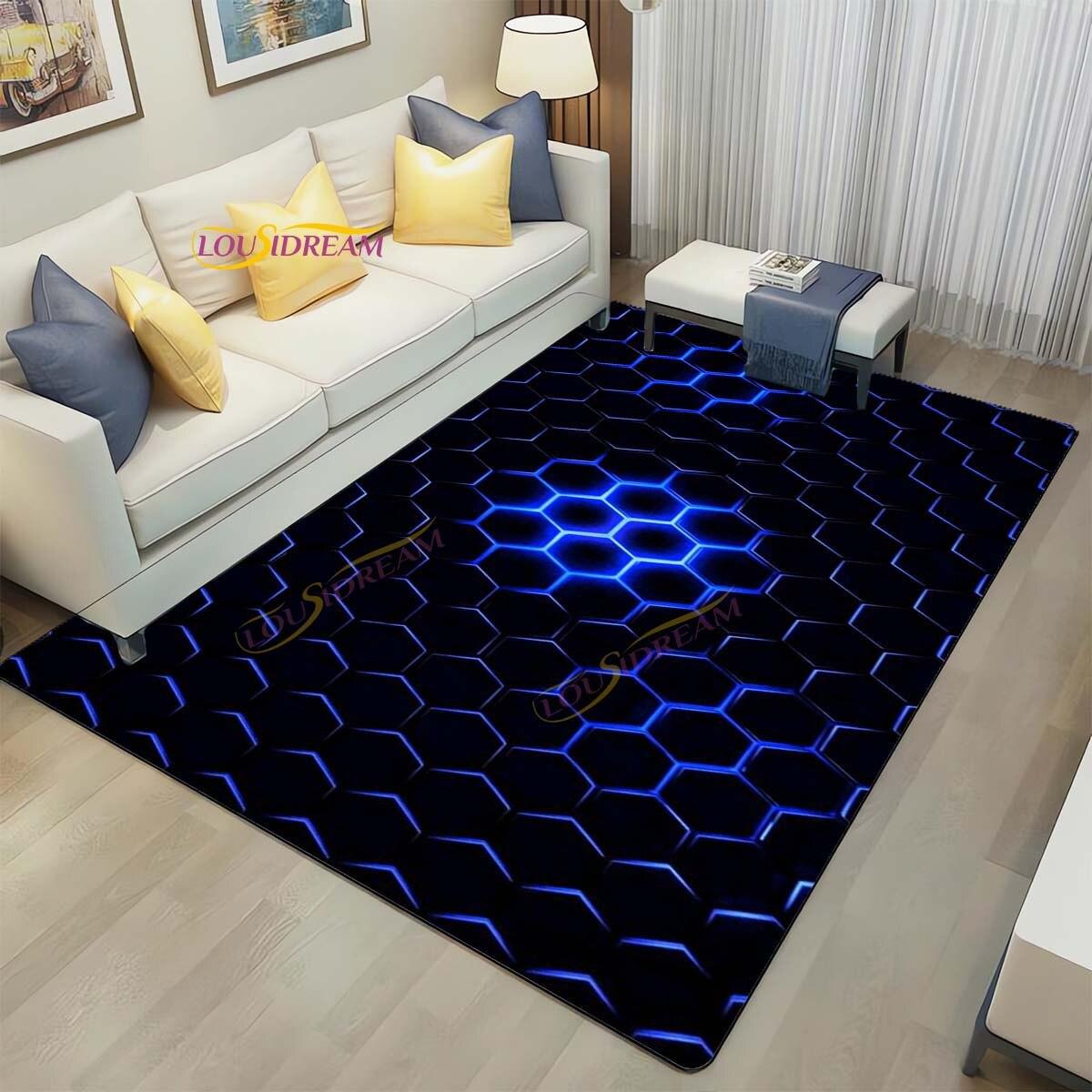 

Темні неонові вогні Килимки Геометричний килимок Play Home Gaming Room Decor Килими для вітальні Спальня Підлітки Класні килимки Килимок для кіберспорту 60cm x 90cm