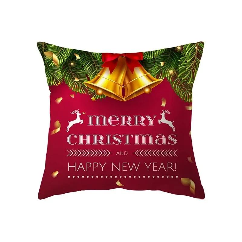 Christmas Theme Decorative Printed Pattern Cushion Cover Home Decor Living Room Sofa Pillow Bedroom Bedside Pillow