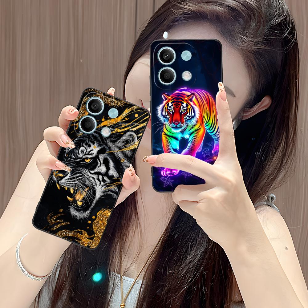 Tiger Neon Mobile Cell Phone Case for POCO M7 M6 M5 M4 M3 X7 X6 X5 X4 X3 Pro GT 5G Colorful Printing Cover Luxury Pretty Cover