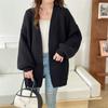 V Neck Loose Casual Cardigan Long Sweater Knitted Women Jacket Autumn and Winter Simple Solid Color Versatile Button Fashion Elegant Long Sleeve Coats