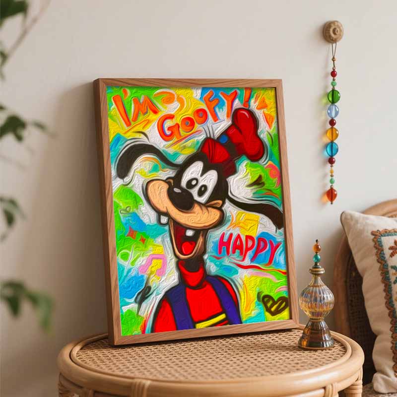 Disney Digital Oil Painting Goofy Graffiti Style Diy Coloring Handpainted Home Wall Art Decor Filling Craft Gift for Adults 130char