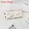 Classic Bowknot Pu Pencil Case With Zipper Closure For Students And Girls