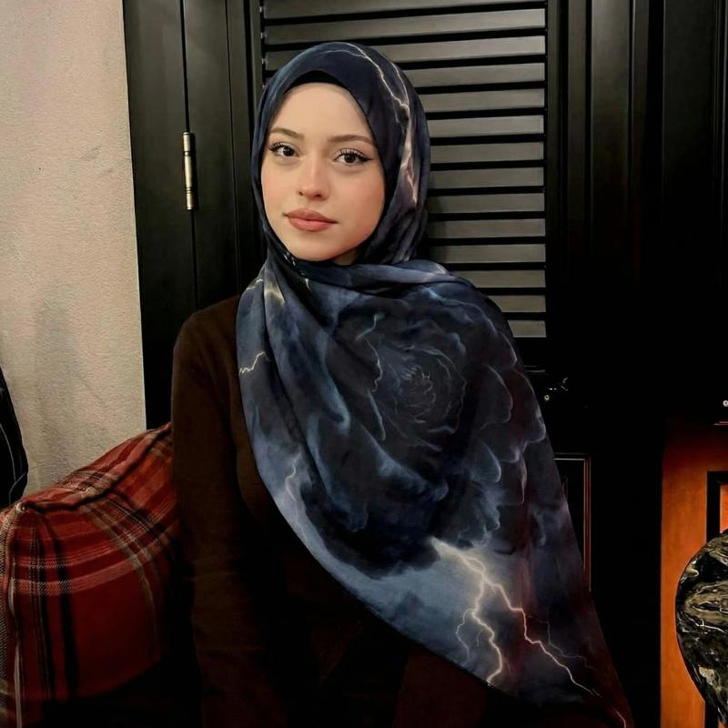 2026 Neuer Muslimischer Hijab Schal Weiches Atmungsaktives Wolkenmuster Bandana Islamisches Tuch Kopftuch Tägliches Tragen Nackenwickel Accessoire für Damen