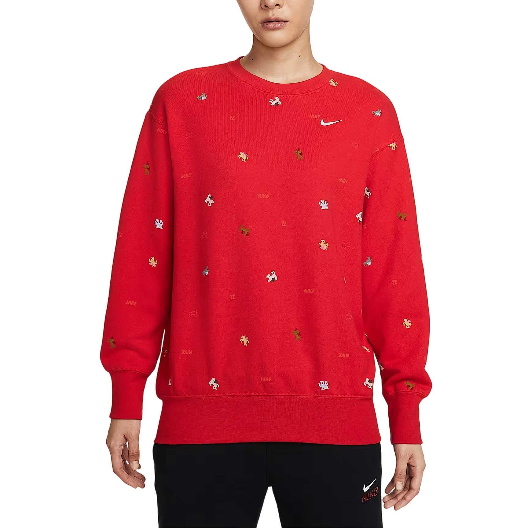 Nike Спортивная одежда Год Лошади Лимитированная серия Свободный крой Свитшот с принтом по всей поверхности Женский свитшот IQ3825657 XL