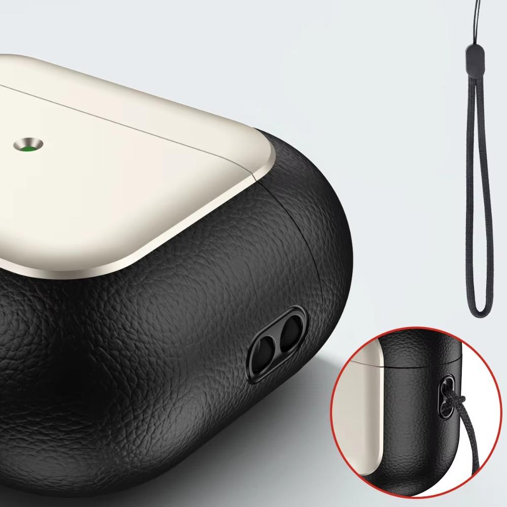 Modern Electroplated Leather Pattern Protective Case For Apple AirPods 4 3 Pro3 Pro2 Wireless Bluetooth Earphone Anti-Drop Cover