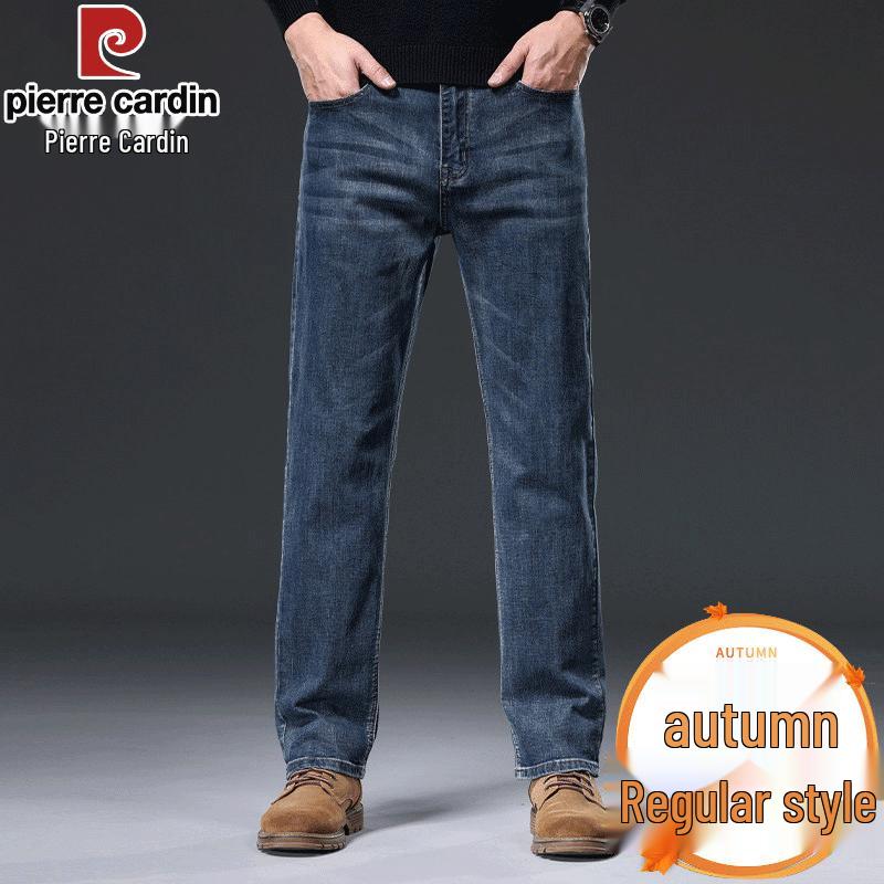 Pierre Cardin Men's Loose Straight Autumn/Winter Thick Denim Jeans