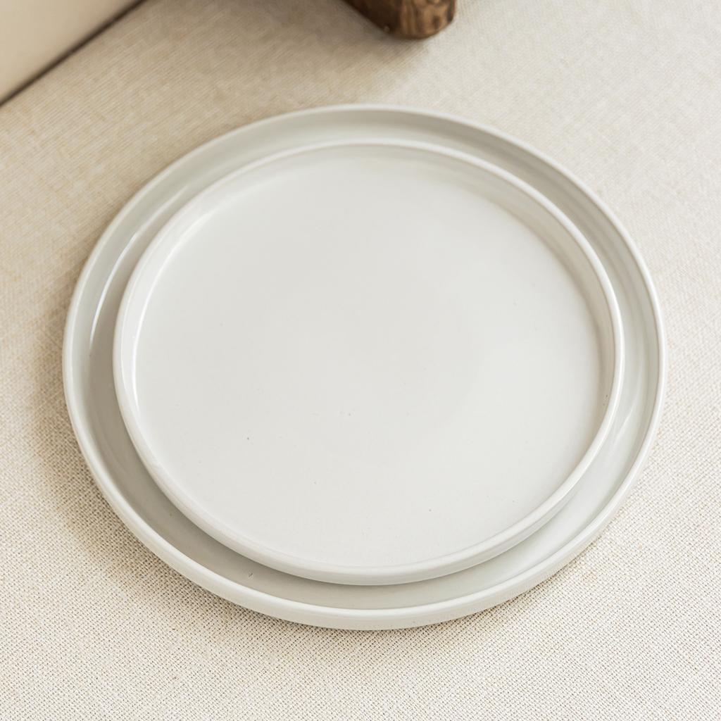 Large White Plate Simple Solid Color Ceramic Plate Household Vegetable Plate Round Plate Dining Plate Restaurant Plate Steak Plate