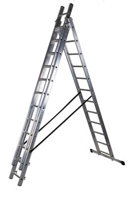 3-Element Aluminum Ladder 714Cm 12+12+12 Rungs - Br-00-4212