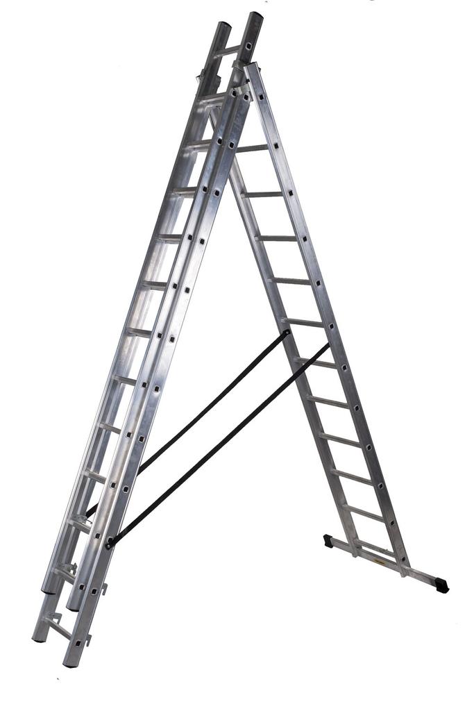 3-Element Aluminum Ladder 714Cm 12+12+12 Rungs - Br-00-4212