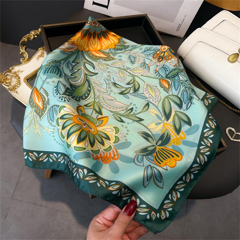 Paisley Print New Fashion Luxury Brand Silk Square Scarf Women Satin Shawls Neckerchief Casual Scarves Bandana Hair Hjiab