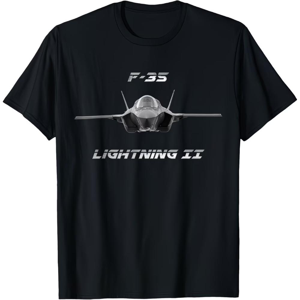 Vintage F-35 Kampfflugzeug T-Shirt Damen Unisex Baumwolle T-Shirt Sommer Frühling Vintage Harajuku Oberteil Oversized Streetwear Rundhals