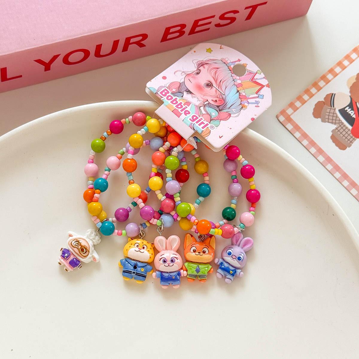 Children s Acrylic Animal Bracelet - Versatile Cartoon Beaded Jewelry for Girls