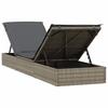 Vidaxl Sun Lounger With Cushion, 1 Pc, Gray, 201X55X62 Cm, Poly Rattan
