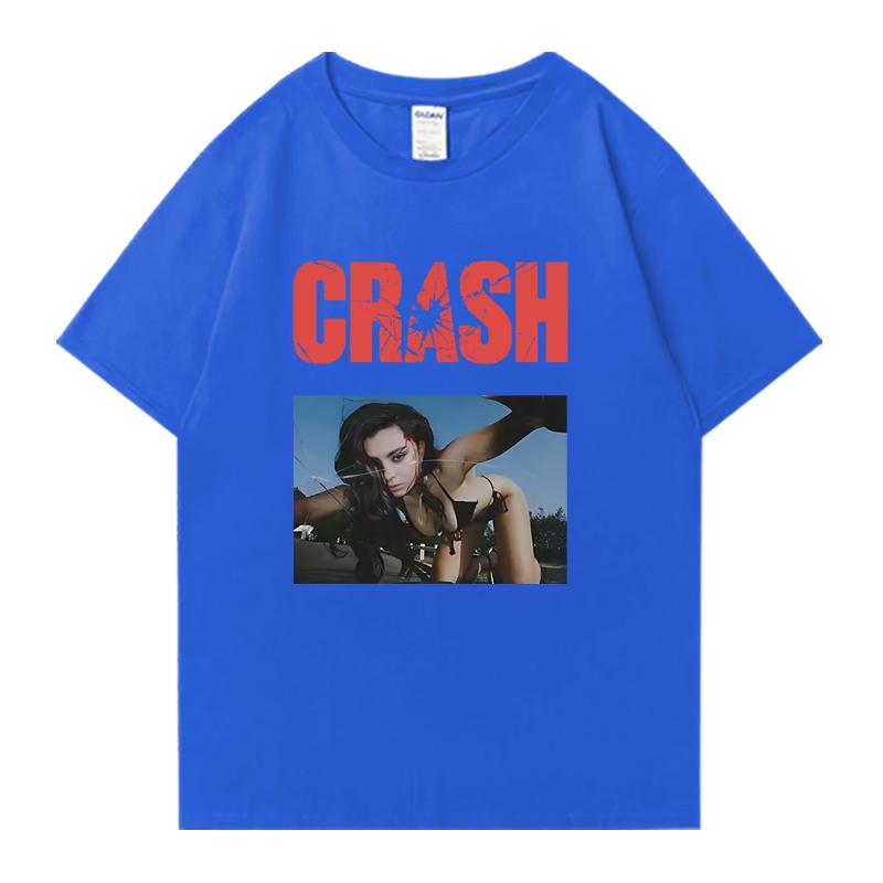 

2025 Hot New Charli XCX CRASH Crew Neck Tee Shirt Oversized Summer Short Sleeve Tshirts Unisex Women 100 Cotton Plus Size Tops 4XL