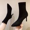 Pointed Toe Women Sock Short Boots Fashion Slip On Shoes Autumn Winter Thin High Heel Women's Ankle Booties