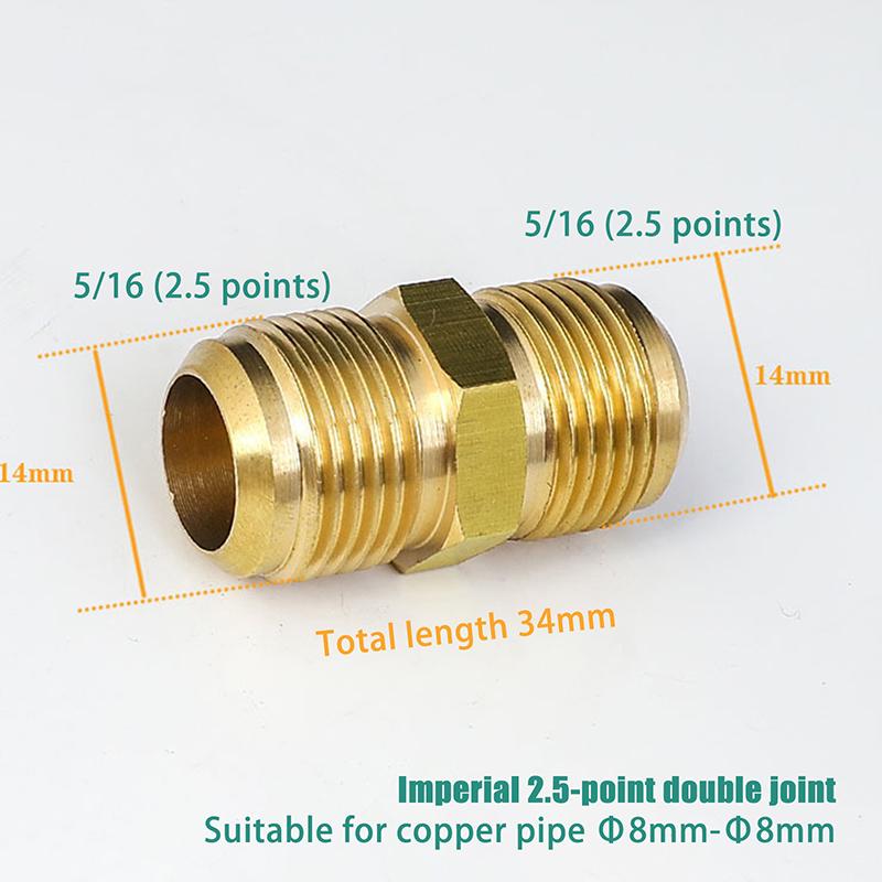 Equal Reducer Nipple Flare Tube OD 1/4" 5/16" 3/8" 1/2" 5/8" 3/4" 7/8" SAE-Standard Brass Pipe Fitting Connector Air Coniditoner