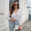 Chiffon Blouse Lace Tops Elegant Chic Women's Solid Color Long Sleeve V Neck Autumn Winter S-XL