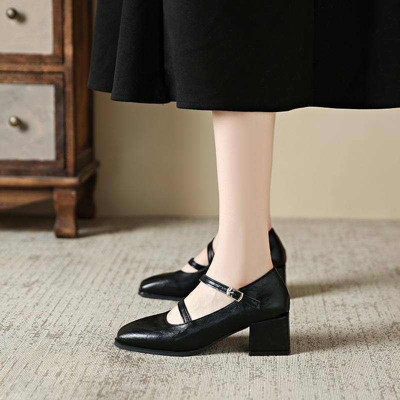 Women High Heels Marie Janes Square Toe Shoes 2025 Brand Trend New Elegant Lolita Chunky Pumps Shoes Fad Dress Zapatillas Mujer