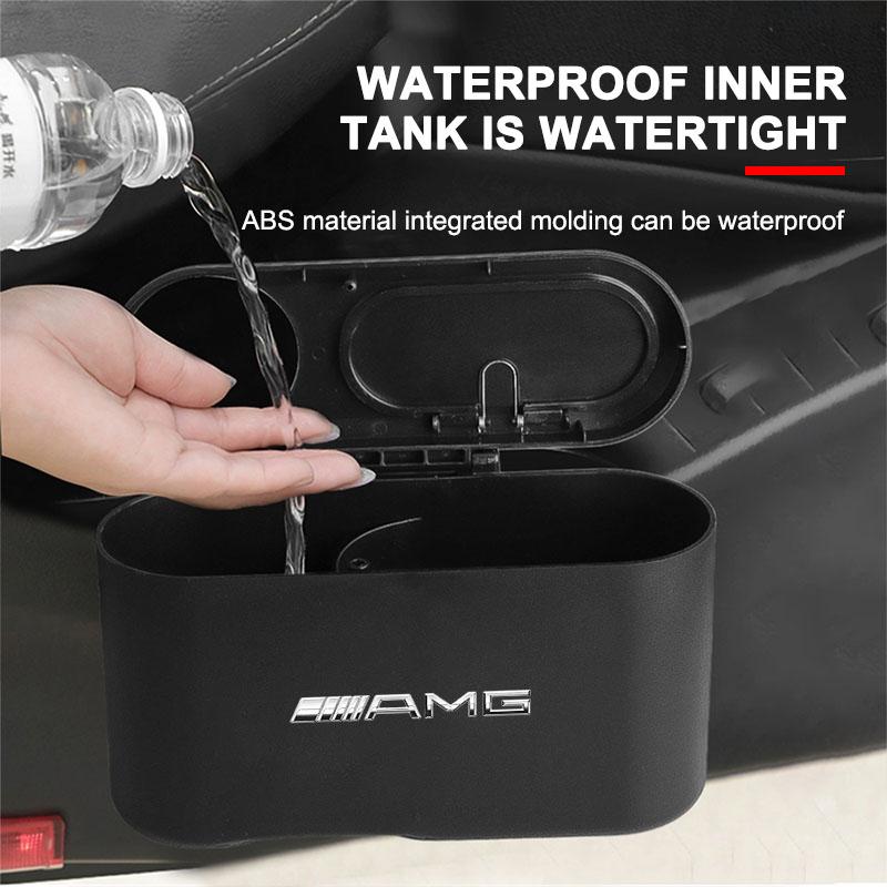 1Pcs Portable Hanging Mini Car Trash Can Wastebasket Trash Can with Lid For Mercedes-Benz AMG C500 C200 C300 A B C E GLA CLA GLK GL ML GLE W204 W205