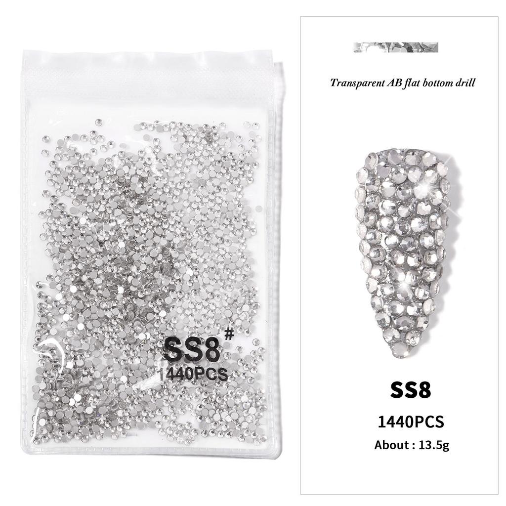Nail Art Flat Bottom Drill Transparent Drill Ab Drill Nail Drill Diy Nail Ornament Nail Art Ornament Rhinestone