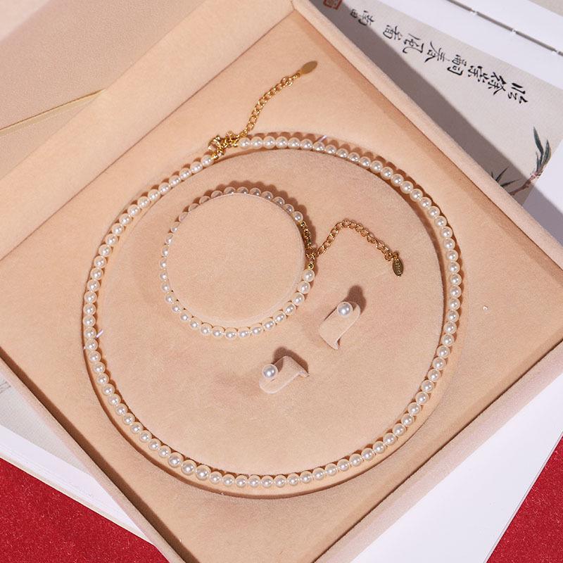 Set di Collana di Perle di Conchiglia Naturale di Mare Profondo da Donna: Gioielli Collana Clavicola in Tre Pezzi per la Festa della Mamma