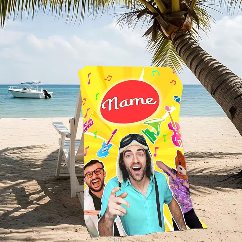 Customizable personalized beach towels Danny Go themed designs.Suitable for the beach, yoga, sports;ideal as beach accessories