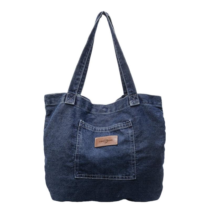 Джинсовая сумка женская сумка для шоппинга сумка большой емкости темно-синий