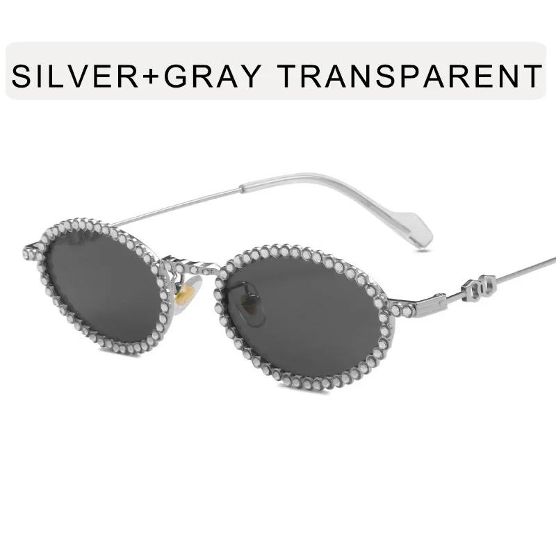Decorative Rhinestone Oval Sunglasses Women's Vintage Designer Sun Glasses Metal Frame Women Fashion Eyewear Gafas De Sol