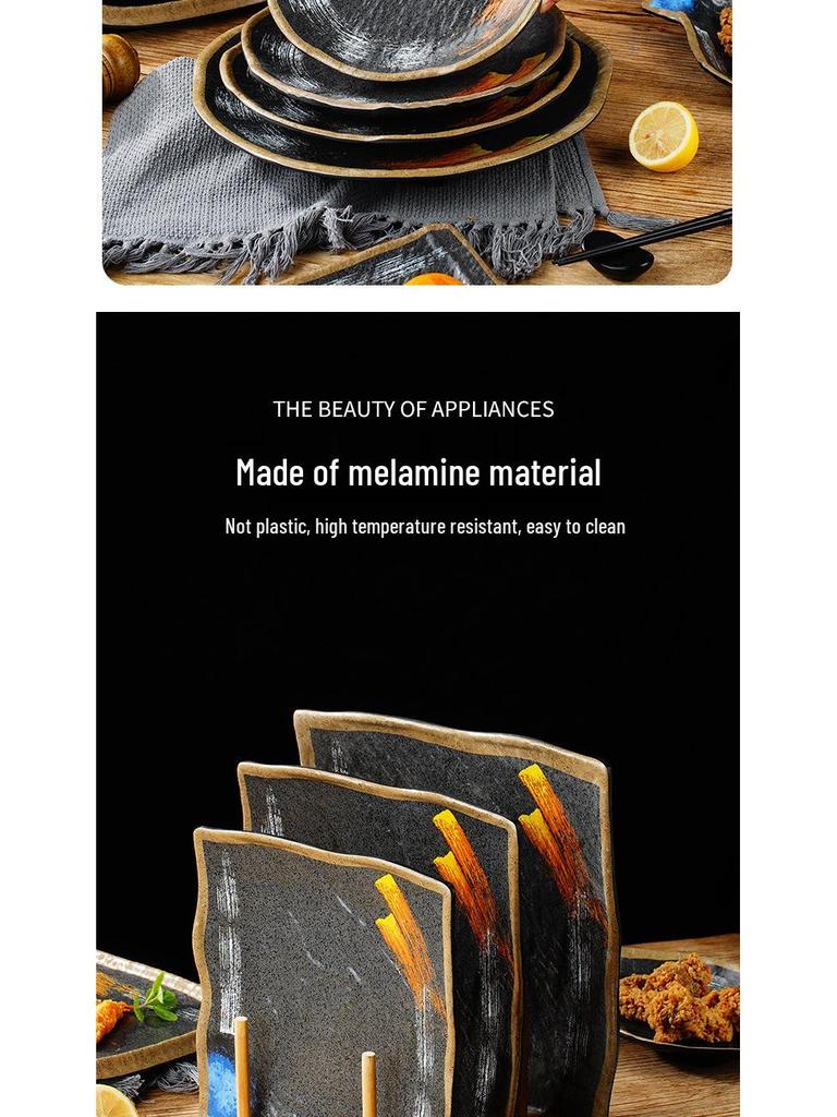 Melamine Sushi & Yakiniku Plate: Japanese Restaurant Tableware for BBQ & Hot Pot