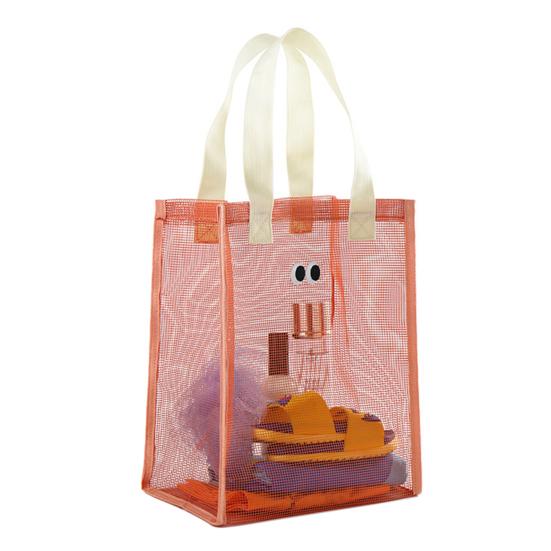 Storage Bag with Handle Large Capacity Hollow Mesh Breathable Multipurpose Clothes Toys Organizer Tote Bag